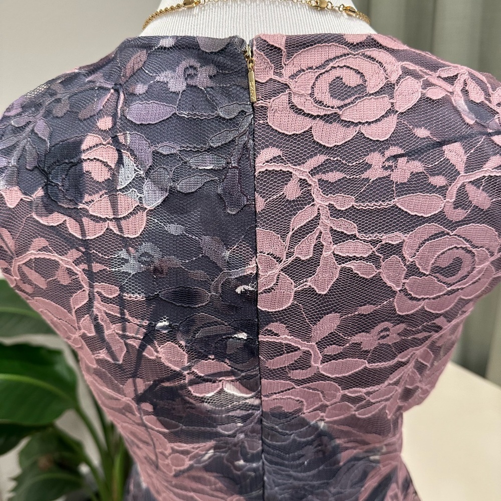 DKNY Pink & Gray Floral Lace Mini Dress - Picture 6 of 10